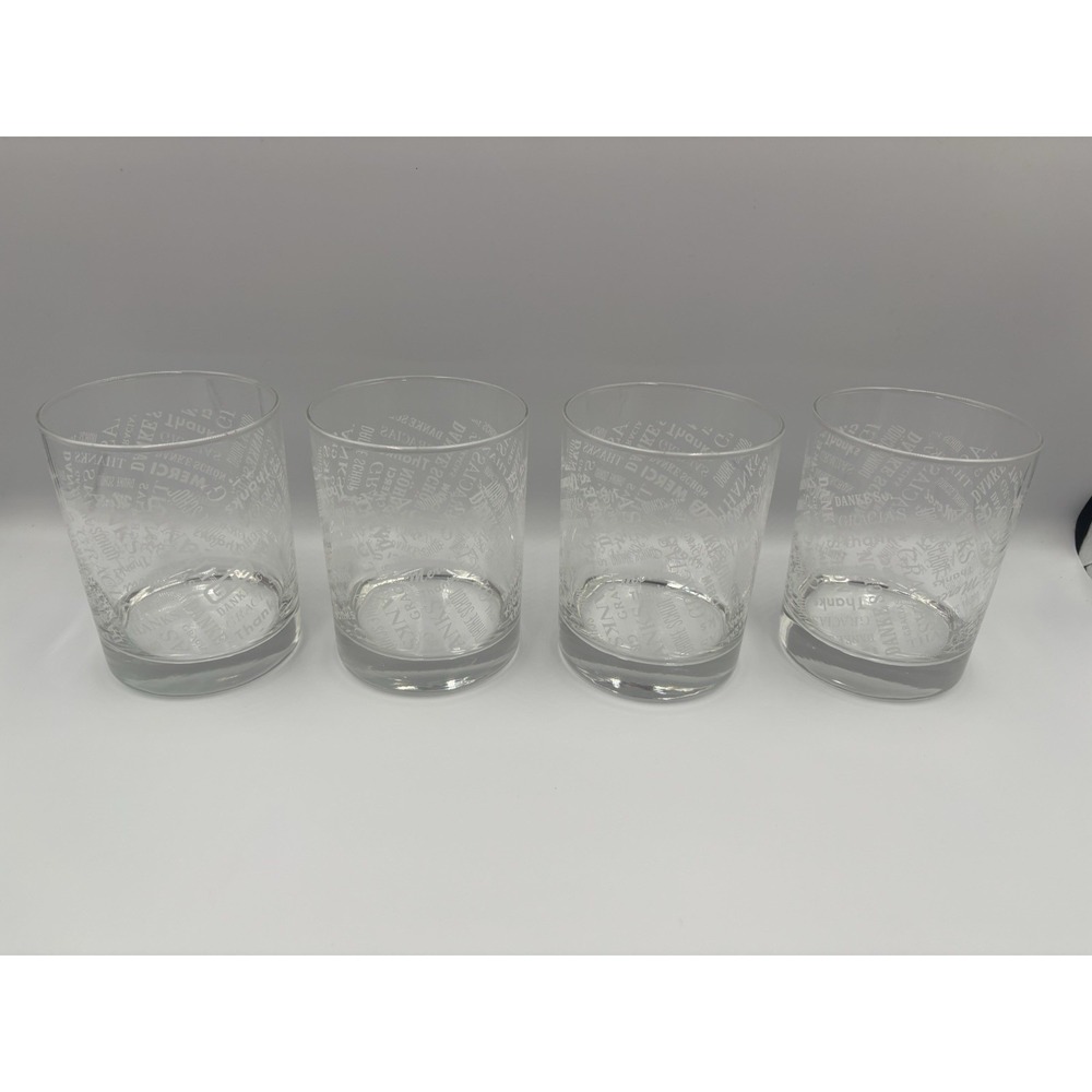 Vintage Low Ball Glasses Etched‎ With Thank You In Different Languages
